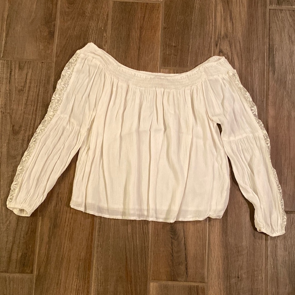 Hollister Off White Off Shoulder Top
